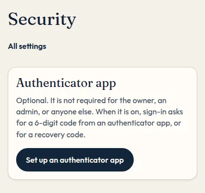 The security page on a phone.