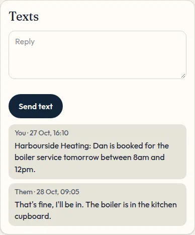 The same text thread on a phone.